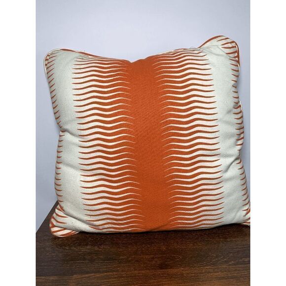 Gita Stripe Persimmon Pillow Cream And Orange 20x20 Set Of 2 Pillows - Picture 1 of 6